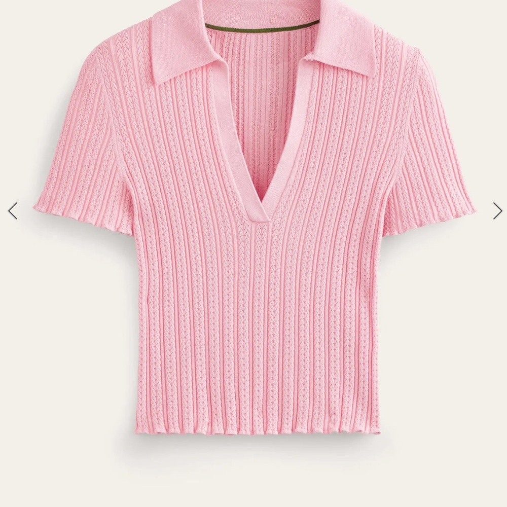 NWT Biden Ribbed Pointelle Collared Top